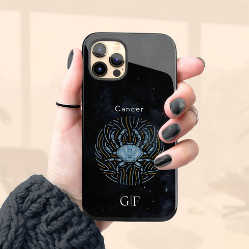 Personalized Black Zodiac Horoscope Sign iPhone Case
